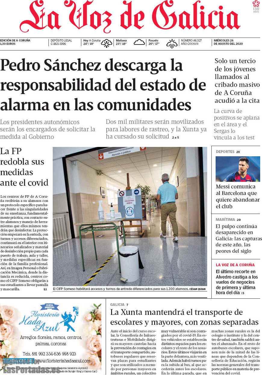 Periodico La Voz de Galicia - 26/8/2020