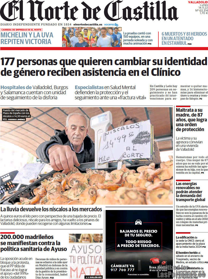 Periodico El Norte de Castilla - 14/11/2022