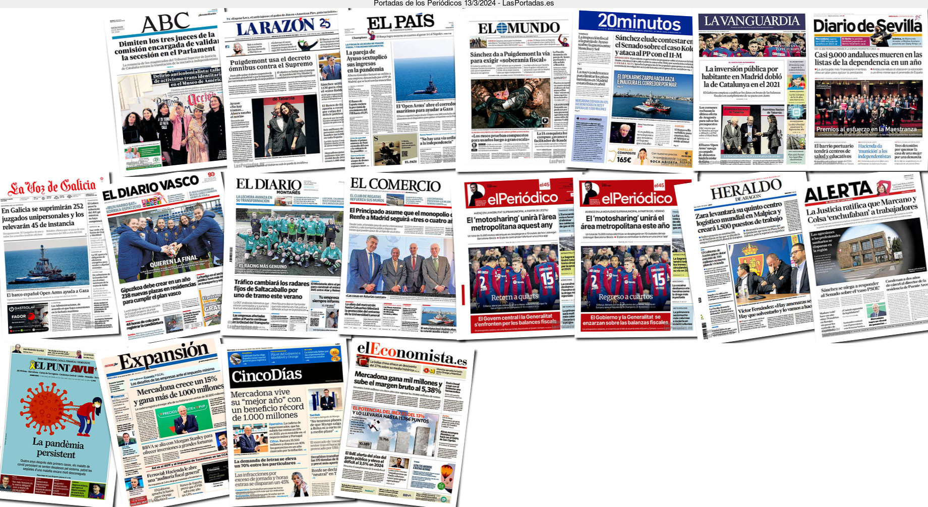 Portadas de los Periódicos - 13/3/2024 - periódicos de España